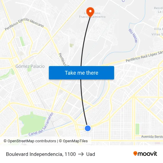 Boulevard Independencia, 1100 to Uad map