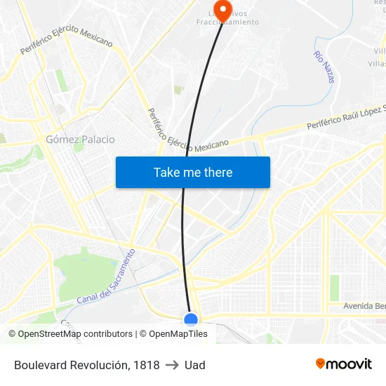 Boulevard Revolución, 1818 to Uad map