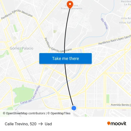 Calle Trevino, 520 to Uad map