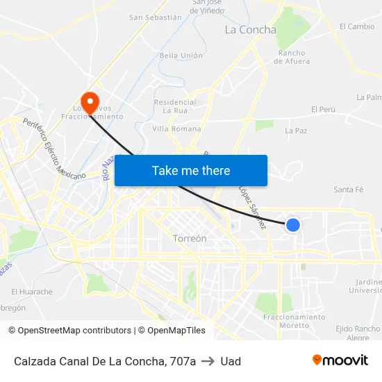 Calzada Canal De La Concha, 707a to Uad map