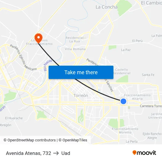 Avenida Atenas, 732 to Uad map