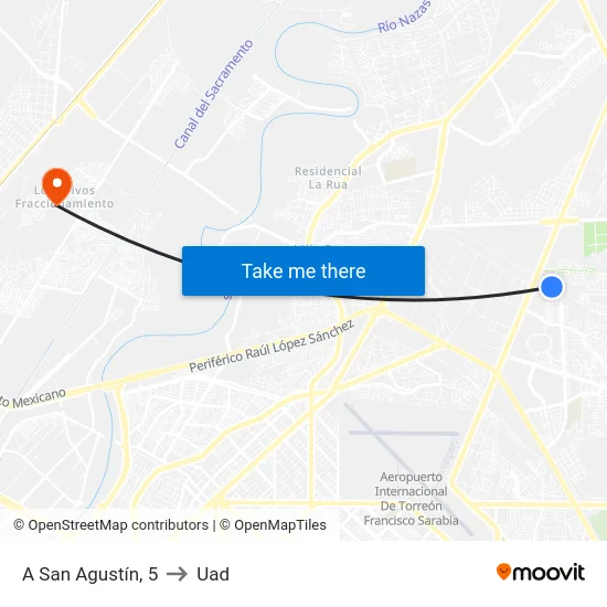 A San Agustín, 5 to Uad map