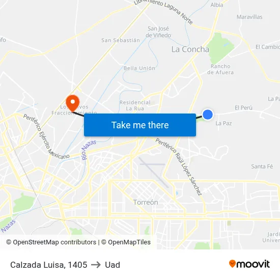 Calzada Luisa, 1405 to Uad map