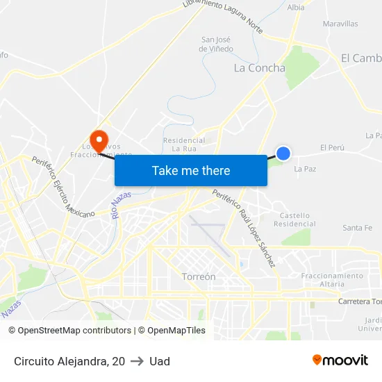 Circuito Alejandra, 20 to Uad map