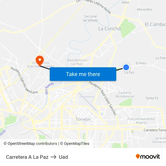 Carretera A La Paz to Uad map