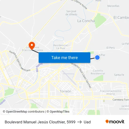 Boulevard Manuel Jesús Clouthier, 5999 to Uad map