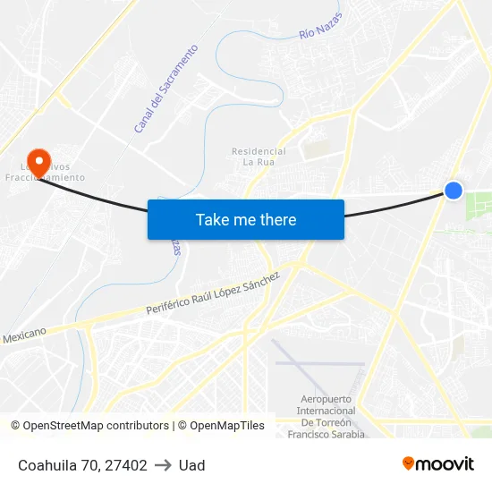 Coahuila 70, 27402 to Uad map