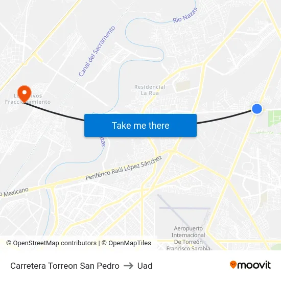 Carretera Torreon San Pedro to Uad map