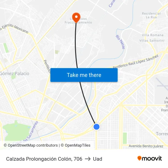 Calzada Prolongación Colón, 706 to Uad map