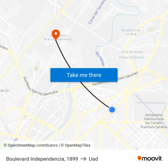Boulevard Independencia, 1899 to Uad map