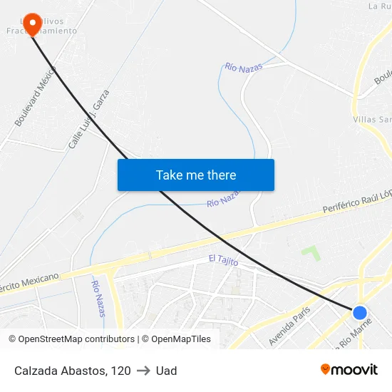 Calzada Abastos, 120 to Uad map