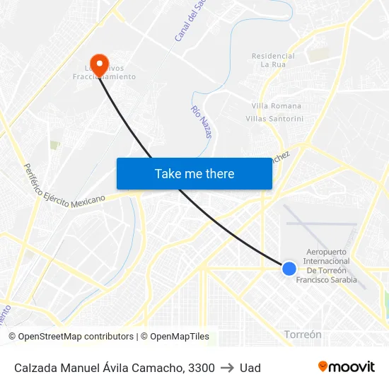 Calzada Manuel Ávila Camacho, 3300 to Uad map
