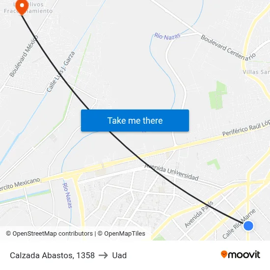 Calzada Abastos, 1358 to Uad map