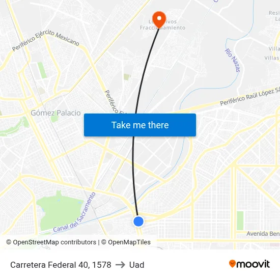 Carretera Federal 40, 1578 to Uad map