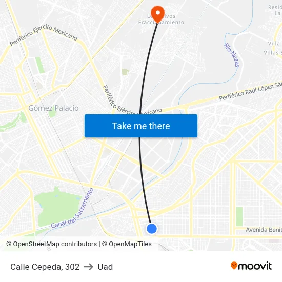Calle Cepeda, 302 to Uad map