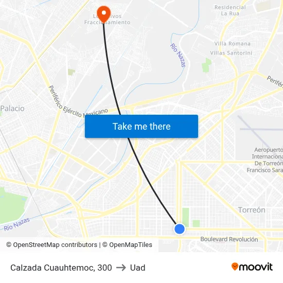 Calzada Cuauhtemoc, 300 to Uad map
