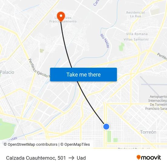 Calzada Cuauhtemoc, 501 to Uad map