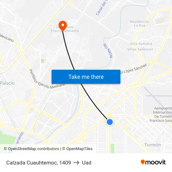 Calzada Cuauhtemoc, 1409 to Uad map