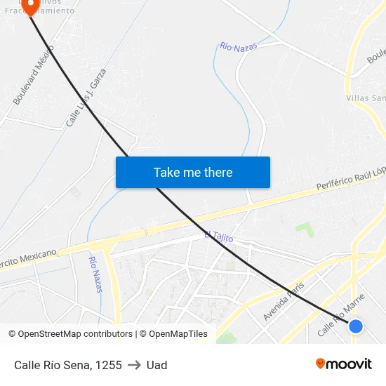Calle Río Sena, 1255 to Uad map
