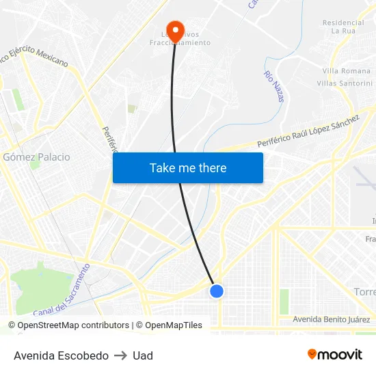 Avenida Escobedo to Uad map