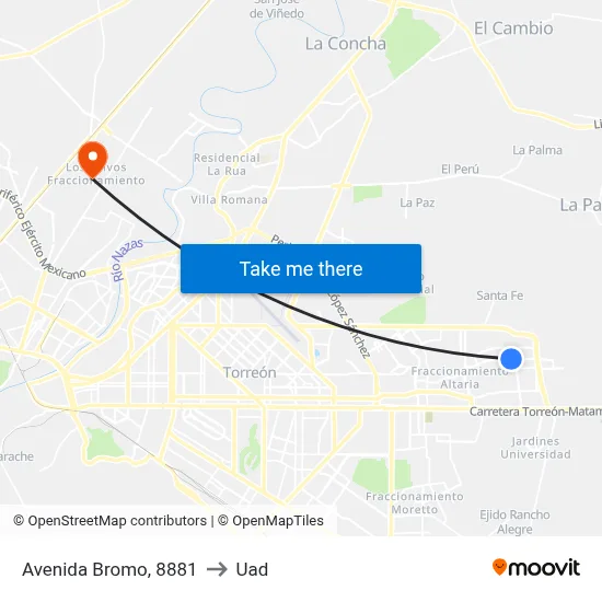 Avenida Bromo, 8881 to Uad map