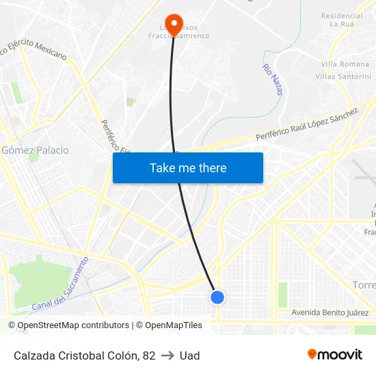 Calzada Cristobal Colón, 82 to Uad map