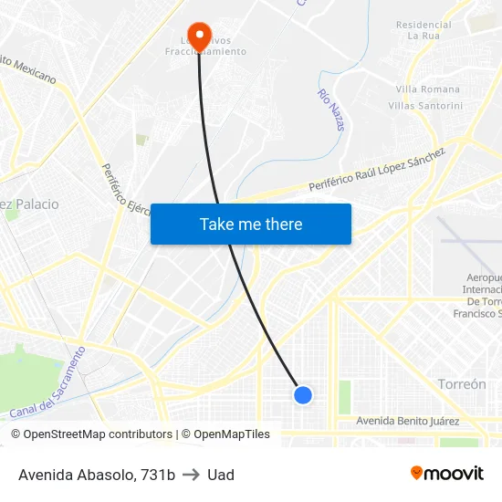 Avenida Abasolo, 731b to Uad map