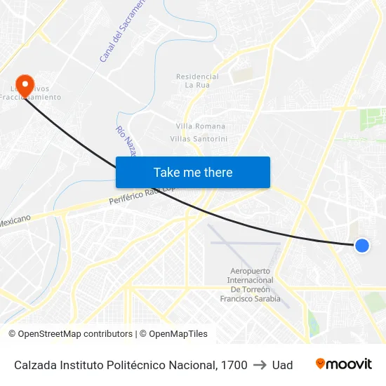 Calzada Instituto Politécnico Nacional, 1700 to Uad map