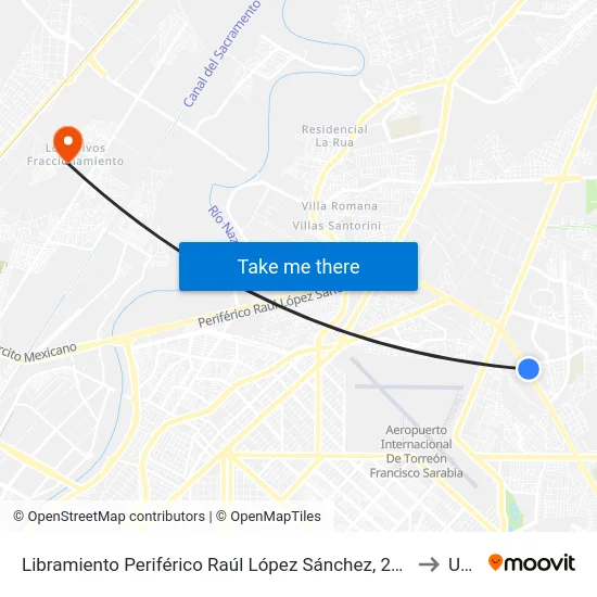 Libramiento Periférico Raúl López Sánchez, 2050 to Uad map