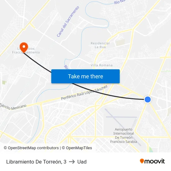 Libramiento De Torreón, 3 to Uad map