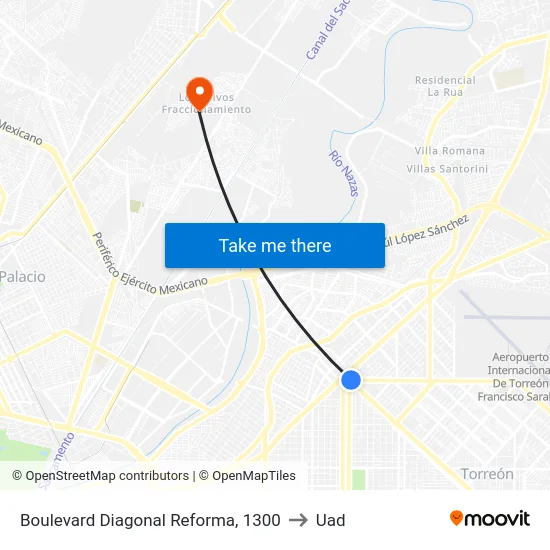 Boulevard Diagonal Reforma, 1300 to Uad map