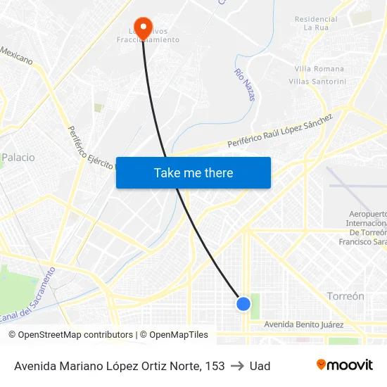 Avenida Mariano López Ortiz Norte, 153 to Uad map