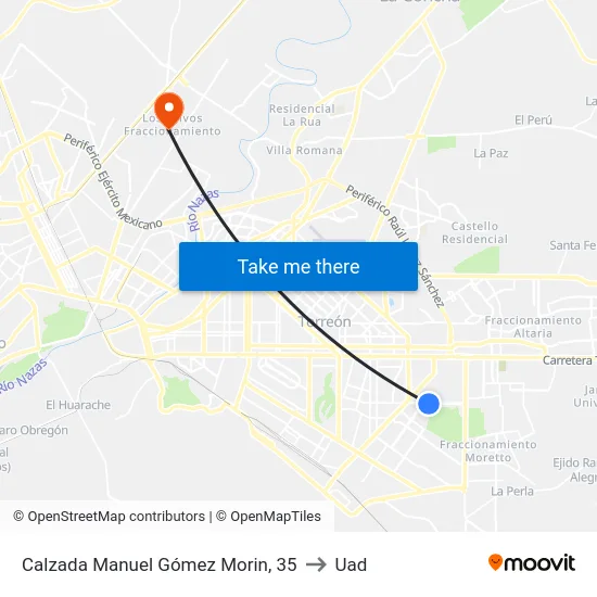 Calzada Manuel Gómez Morin, 35 to Uad map