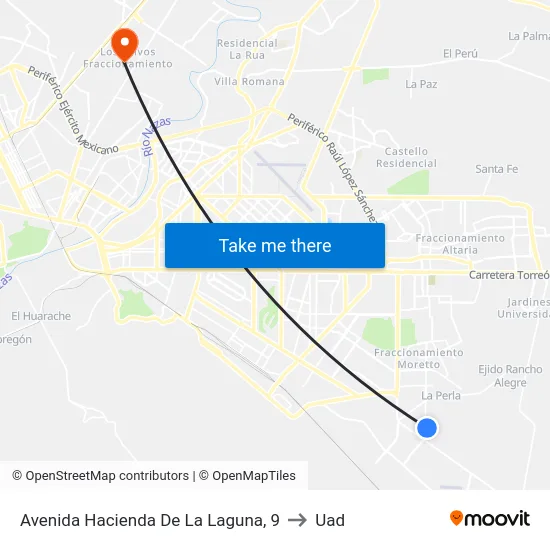 Avenida Hacienda De La Laguna, 9 to Uad map
