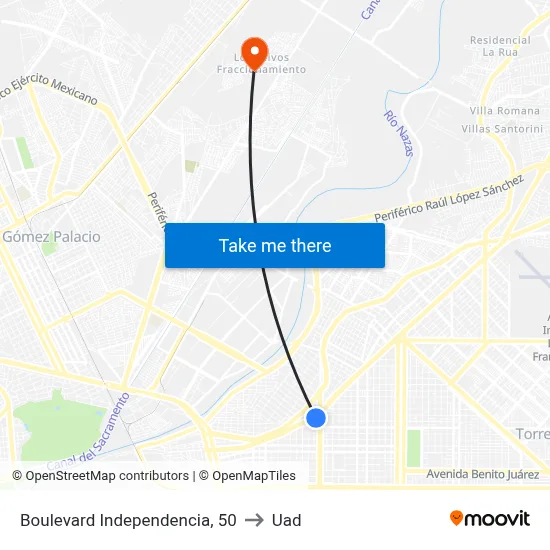 Boulevard Independencia, 50 to Uad map