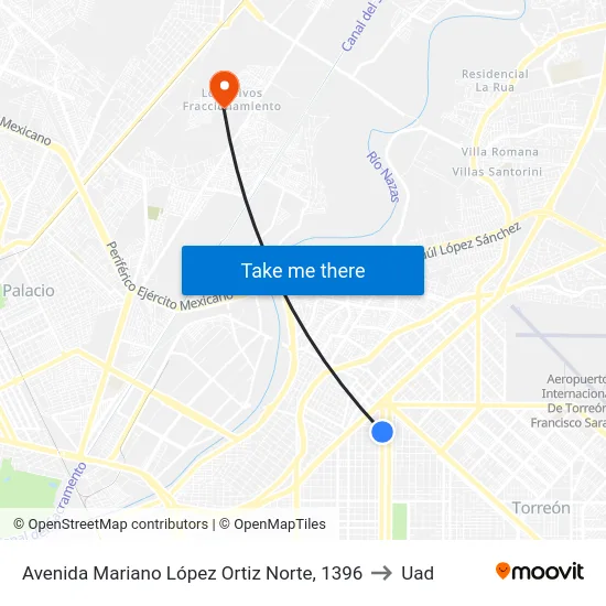 Avenida Mariano López Ortiz Norte, 1396 to Uad map