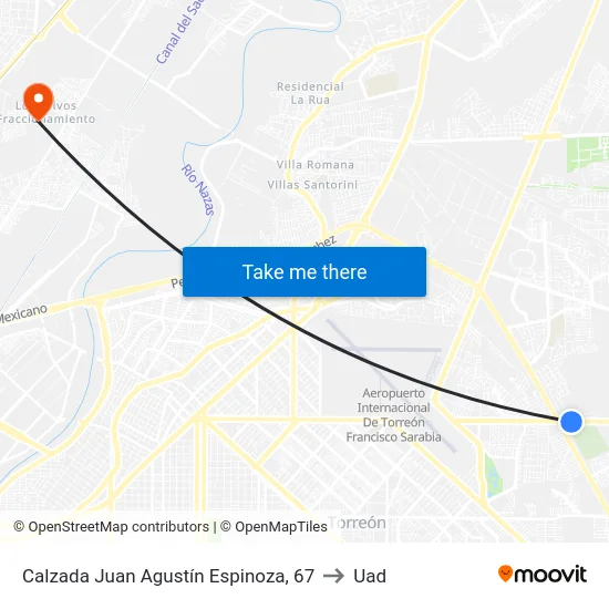 Calzada Juan Agustín Espinoza, 67 to Uad map