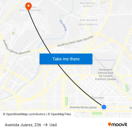 Avenida Juarez, 236 to Uad map