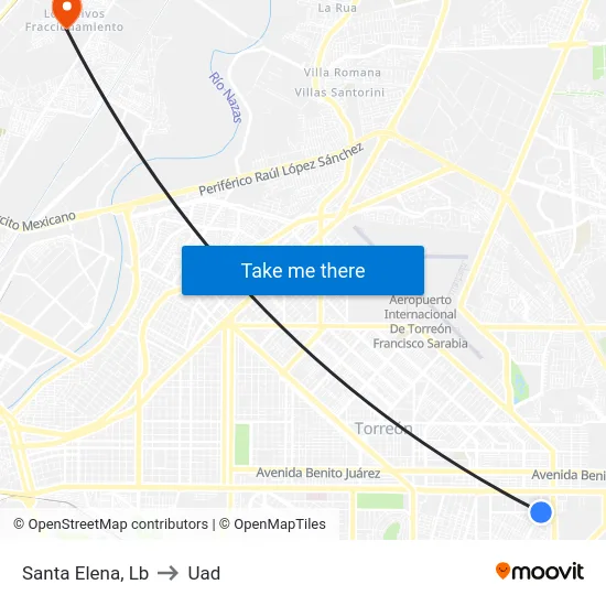 Santa Elena, Lb to Uad map