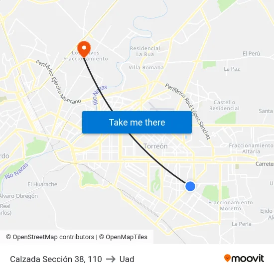 Calzada Sección 38, 110 to Uad map
