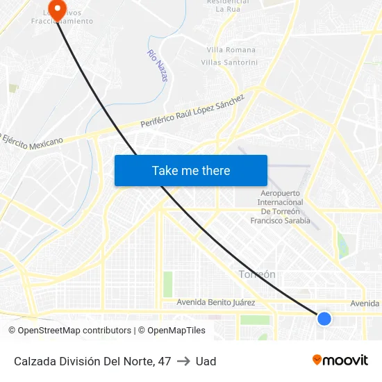 Calzada División Del Norte, 47 to Uad map