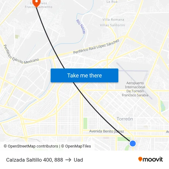 Calzada Saltillo 400, 888 to Uad map
