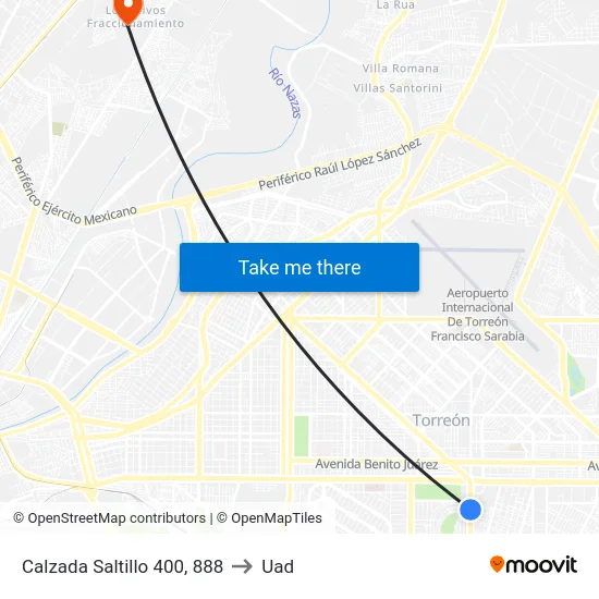 Calzada Saltillo 400, 888 to Uad map