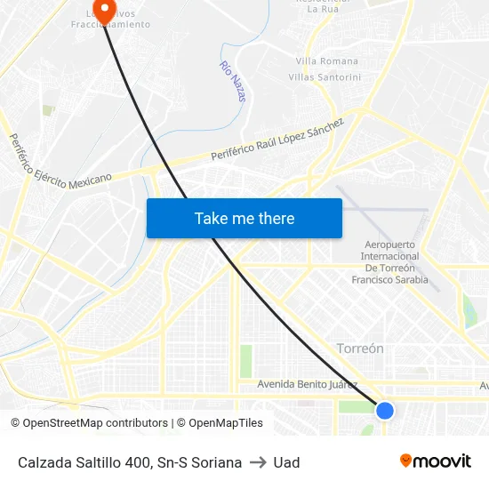 Calzada Saltillo 400, Sn-S Soriana to Uad map