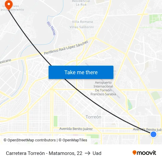 Carretera Torreón - Matamoros, 22 to Uad map