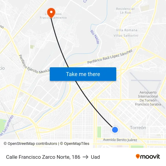 Calle Francisco Zarco Norte, 186 to Uad map