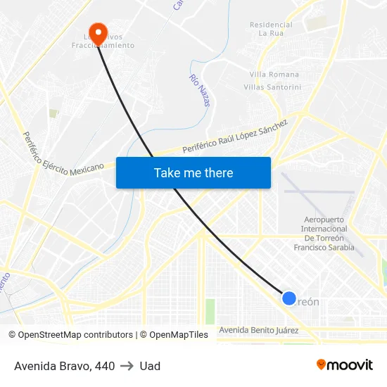 Avenida Bravo, 440 to Uad map