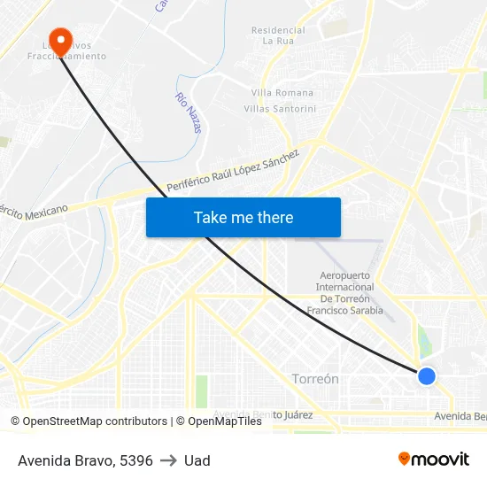 Avenida Bravo, 5396 to Uad map
