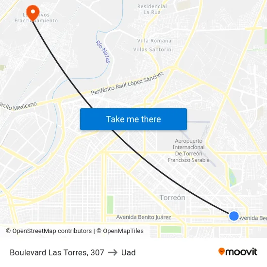 Boulevard Las Torres, 307 to Uad map