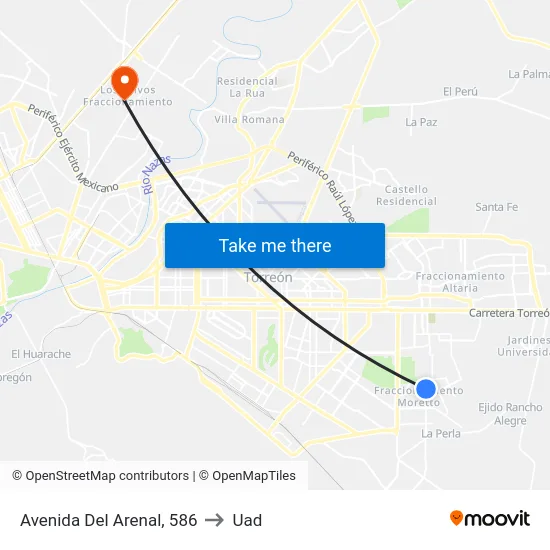 Avenida Del Arenal, 586 to Uad map